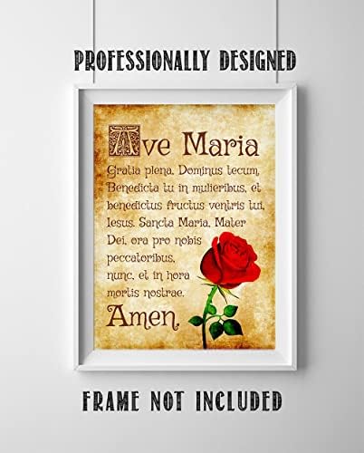 Ave Maria, Hail Mary Art Wall Art, 11 x14 הדפס לא ממוסגר - אמא מריס תפילה לטינית, פוסטר השראה דתי לכל עיצוב ביתי