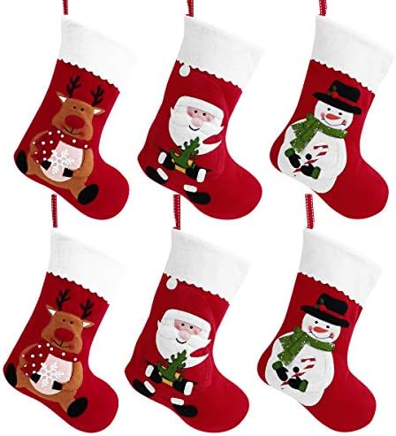 צעצועים 6 יחידות חג המולד גרביים אדומים, הרגישו חג חג המולד, אח תלייה גרביים מסיבת תלייה תיקי פינוק דקורטיביים לחופשת