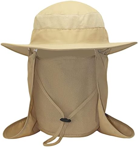 דייג שמש בוני כובע לגברים נשים, הגנה על UV, כובע קל משקל, שולי רחב, דש צוואר ניתוק וכיסוי פנים, אטום לרוח