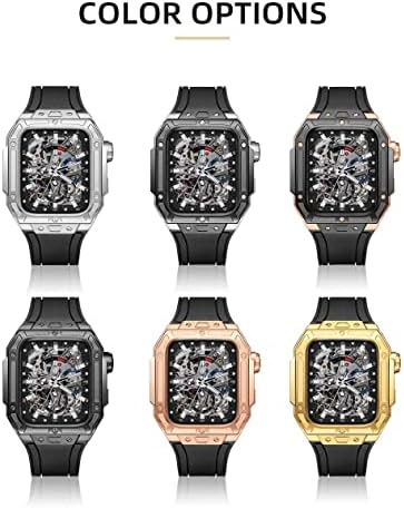 ערכת שינוי יוקרה של Dyizu להקת שעון Apple Watch 6 5 4 SE 44 ממ רצועת פלדה לסדרה IWatch 6 5 4 SE 44 ממ רצועת שעון רצועת