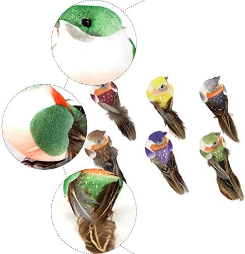 6 יחידות ציפורים מלאכותיות ציפורים נוצות ציפורים מקצף מדומה, קישוט עץ חג המולד קישוט עם קליפ בית חיצוני עיצוב גן אקראי צבע