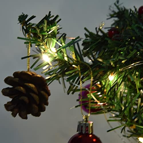 עץ חג המולד מיני של קנייתו, עץ חג המולד של שולחן חג המולד עץ חג המולד מלאכותי עם קישוטי חג חג המולד המופעלים על סוללת LED