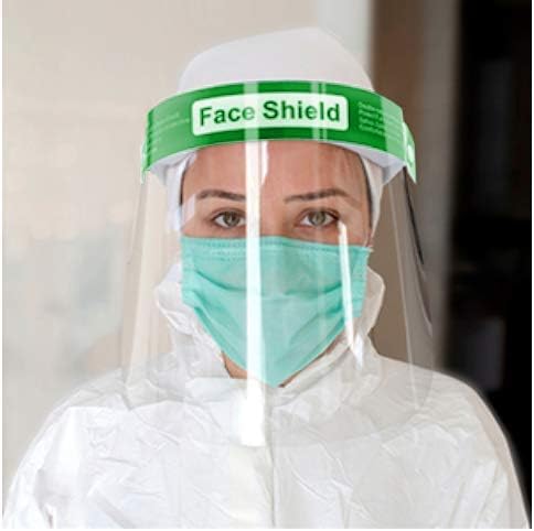 מגן פנים בטיחותי-ירוק 3 חתיכות סרט הגנה על כל הסיבוב עם עדשה אנטי ערפל ברורה, מגן שקוף קל משקל עם פס אלסטי נמתח