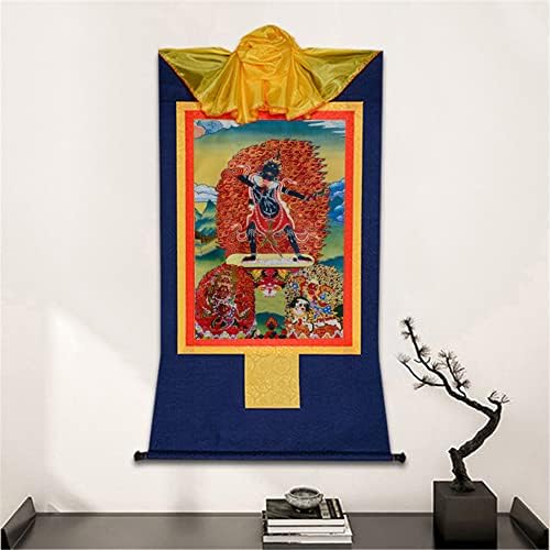 Gandhanra שלוש דרמאפלות של הג'לוגפה, פלדן לח'מו, מהקלה, ימנטקה, טיבטן טאנגקה ציור אמנות, בודהיסט טאנגקה ברוקד, שטיח בודהה עם