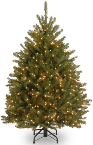חברת העצים הלאומית עץ חג המולד המלאכותי לפני מואר, ירוק, אשוח דונהיל, אורות לבנים, כולל מעמד, 4.5 רגל