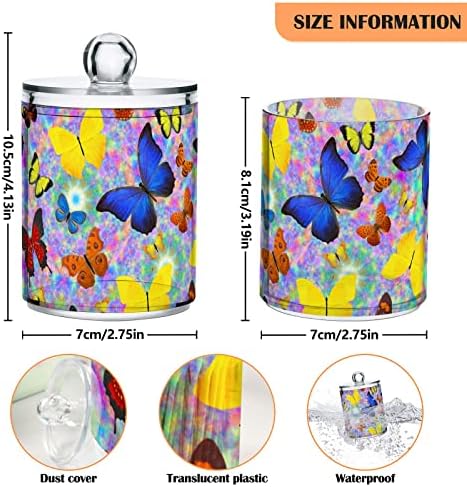 פרפרים צבעוניים טרופיים 2 חבילות כותנה כותנה מחזיקי כדור מכון מארגן מתקן אמבטיה מפלסטיק עם מכסה
