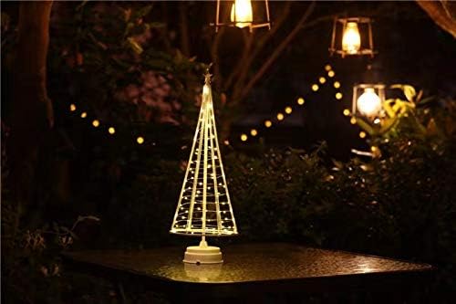עץ חג המולד של מיני מתכת, עץ חג המולד מיני, עץ עכשווי עם סוללה, מקורה לבית, מסיבה, פסטיבל חג המולד לבן & l