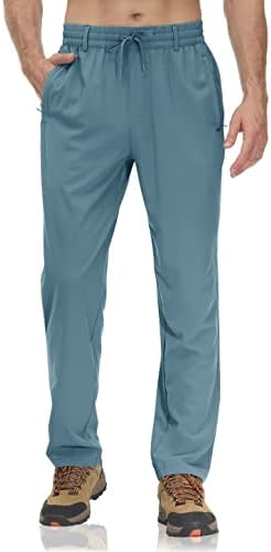 מכנסי גברים Kefitevd עם כיסים קלים מכנסי טרנינג יבש מהיר יבש מכנסי מותניים אלסטיים מכנסיים לריצת אימון טיולים