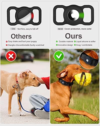מחזיק צווארון כלבים של Yiliuoer Airtag, 2 חבילות סיליקון מארז Airtag עבור צווארון כלבים, מארז גשש GPS של כלבים