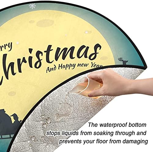 חג שמח שנה טובה צבי סנטה עץ חג המולד מחצלת עץ עמיד למים שטיח מחצלת מגש מתחת לאביזר עץ חג המולד למגן לרצפת עץ קשה 28 אינץ
