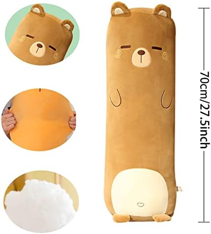 MDXMY דובי ארוך כרית קטיפה דוב חום דוב חום כרית גוף ממולאת לחיה רכה צעצוע