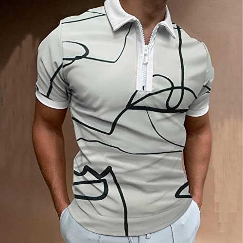 חולצת טריקו של גולף גברים רוכסן קז'ואל רוכסן צווארון הנרי צמרת חולצת פולו הדפסת אדרה. חולצת שרוול קצרה חולצה