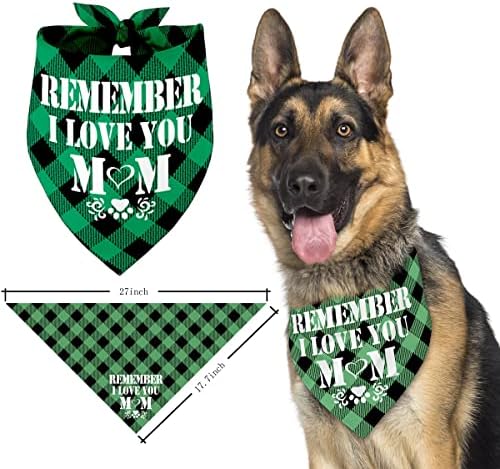זכור אני אוהב אותך אמא כלב בנדנה, כלב אמא ירוק בנדנה מתנה, מודפס כלב בנדנות מתנה עבור כלב יום הולדת, חג המולד,
