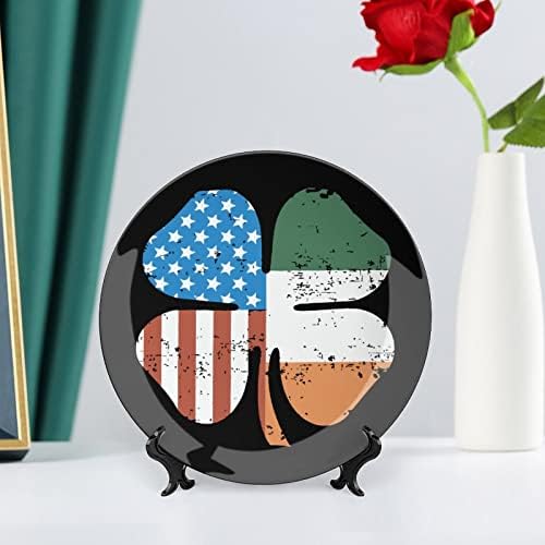 תלתן אמריקאי אירלנד דגל קרמיקה עצם סין סין צלחות דקורטיביות עם צלחות ארוחת ערב של קישוטים תלויים