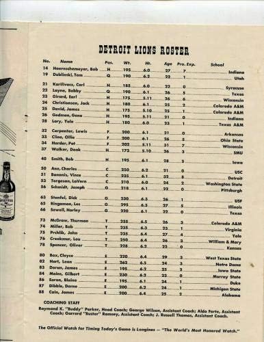 10-25 1953 תוכנית NFL דטרויט אריות בסן פרנסיסקו 49'ers 6 חתימות אקס - תוכניות NFL