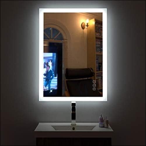 Hauschen Home 32 x 24 אינץ 'מראה אמבטיה מוארת, מראה רכוב על קיר מעשי עמעום, מראה תאורה אחורית, מראה אנטי-ערפלית, 3-צבעים