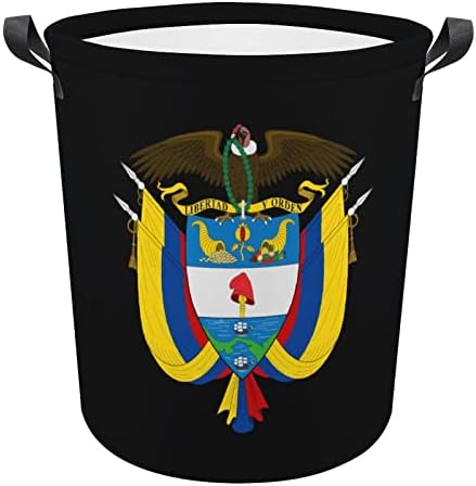 סמלים לאומיים של סלסול כביסה מתקפל בקולומביה שקית פח אחסון פטיש אטום למים עם ידית 16.5 x 16.5 x 17