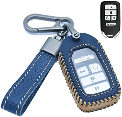 Yubomt לכיסוי פוב מפתח הונדה, מארז מפתח עור אמיתי עם מחזיק מפתחות עבור הונדה אקורד Civic CRV HRV דרכון טייס אודיסיאה רידג'ליין