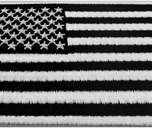 טקטי אמריקאי דגל רקום תיקון ארצות הברית ארצות הברית של אמריקה צבאי ברזל על לתפור על סמל-לבן & מגבר; שחור