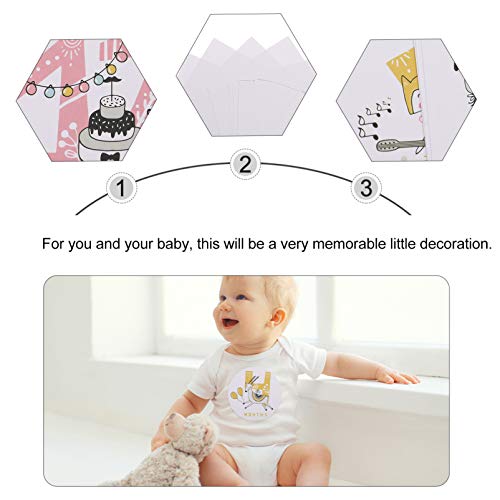 Nuobesty 12 יחידות מדבקות חודשיות לתינוקות כרטיסי אבן דרך רשומה 0-12 חודשים צמיחה מזכרת חיה מדבקות יילוד דבקות תינוקות תצלום