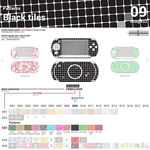 Sony PSP-E1000 / E1004 עור עיצוב אריחים שחורים מדבקה מדבקה עבור PSP-E1000 / E1004