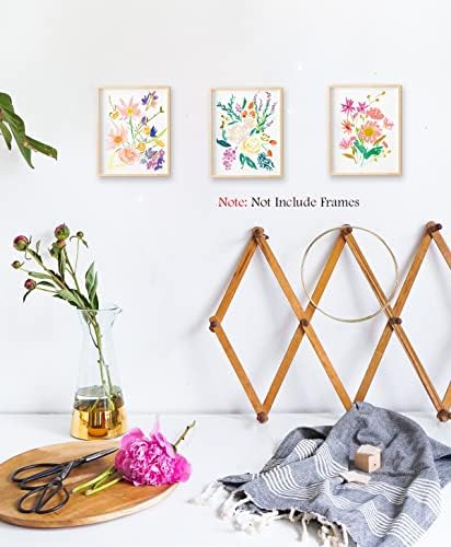Yimehdan צבעוני פרחי בר קיר דפוס אמנות - הדפסות בד צמחיות טבעיות טבעיות - צבעי פרחים פרחים פרחים פרחים פרחים פרחים לעיצוב