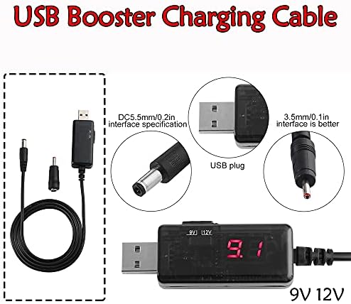 מגבר משחזר WiFi WiFi USB 5V עד 9V / 12V בוסטר נתב מטען כוח USB Boost כבל 5V שלב למעלה עד 9V 12V ממיר מתח 1.5