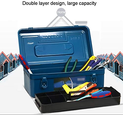 תיבות כלים קופסאות כלים מתכת ארגזי תיבת כלים מארגן כבד עם מגש כלי ABS לאחסון כלים ביתי （כחול） אחסון רב פונקציונלי
