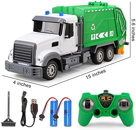 Wemoka 1:24 צעצועי משאית זבל שלט רחוק בקנה מידה, 6 ערוץ RC RC פסולת משאית זבל, 2.4 ג'יגה הרץ צעצועי משאיות