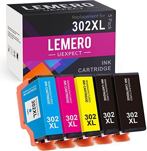 Lemerouexpect מחלפת מחסנית דיו מיוצרת מחדש ל- Epson 302xl דיו משולבת חבילת 302 XL T302XL לביטוי Premium XP-6000 XP-6100 מדפסת