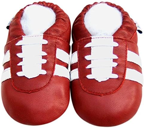 נעלי עור רכות עור נעליים נערה ילדה תינוקת תינוקות ילדים פעוטות עריסה ראשונה ספורט מתנה ספורט אדום
