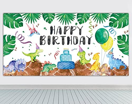 גדול בצבעי מים דינוזאור יום הולדת שמח באנר, ילדים דינוזאור יום הולדת ספקי צד קישוט, דינוזאור נושאים מסיבת יום הולדת רקע צילום