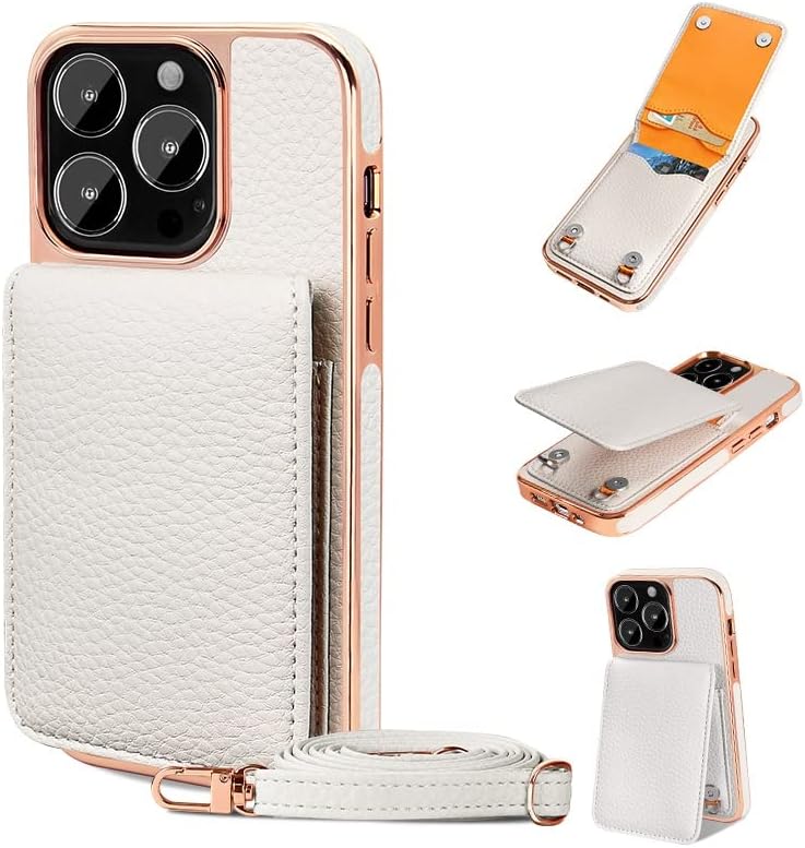 מארז הארנק של נרתיק מגן תואם ל- iPhone 13 Pro, עור פרימיום+לוח אלקטרוליטי, מקרה מגן מגנטי עם חריצי כרטיס+רצועה,