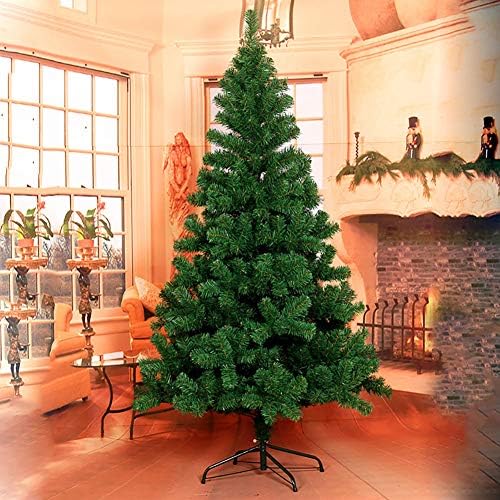 Caixin לא מלאכותי עץ אורן חג המולד עץ צירים פרימיום, עץ עמידה באש מתקפלת עץ חג המולד חיצוני עץ מתכת יציב-ירוק 13ft