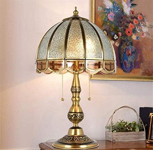 מנורות שולחן GMLSD, מנורת שולחן תאורה דקורטיבית מקורה מנורת שולחן מיטה זכוכית אירופית, מתג משיכה, ארפלת זכוכית, מנורת מיטת