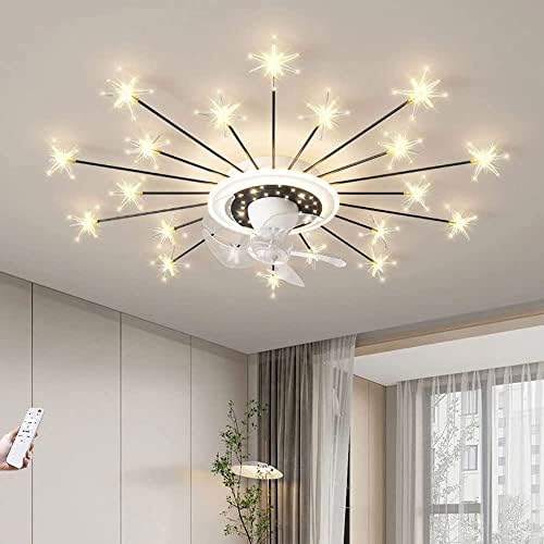 זלורד מודרני LED מאוורר תקרת אור לחדר שינה 100 וולט סלון מאוורר אורות תקרה עם עמעום שלט רחוק, מנורת תקרה דקורטיבית