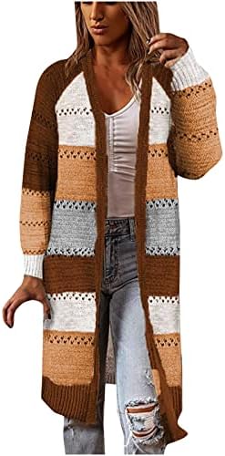 מעיל סוודר קרדיגן ארוך לנשים אופנה צבעוני שרוול ארוך סרוג חולצה קדמית פתוחה בגדים סתיו 2022 ז'קטים