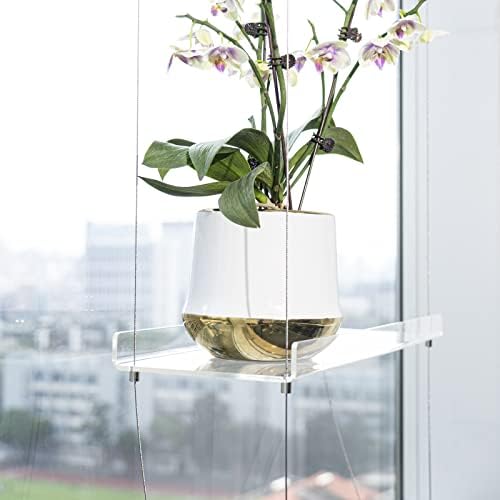 מדפי צמחים של Sumerflos 3-שכבות לחלונות, מדפי צמחי חלונות תלויים אקריליים, קיר מקורה קיר מקורה צמח עמדת פרחים מדפי