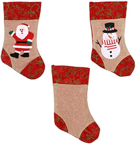 גרביים של סנטה גרב חג המולד 3 חבילות, גמדי תלת מימד סנטה גרבי חג המולד אח תלייה גרביים למשפחה קישוט חג המולד חג המולד