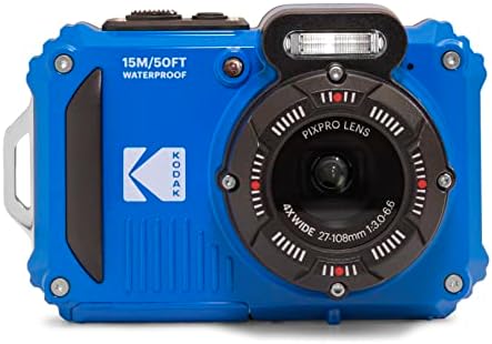 Kodak Pixpro WPZ2 מחוספס מצלמה דיגיטלית אטומה למים 16MP 4x זום אופטי 2.7 LCD Full HD וידאו, כחול