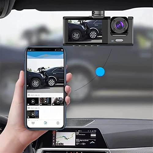 2023 מצלמת מקף חדשה למכוניות, מקליט מקף מצלמה של נהיגה עם מסך HD 1080p, וידאו 3 ערוצים, ראיית לילה אינפרא אדום, חיישן