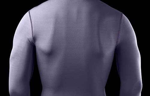 שכבת בסיס דחיסה של גברים ובנים / שכבת בסיס שרוול ארוך עליון מתחת לחולצה-צוואר מדומה אפור חלל, 6-8 שנים