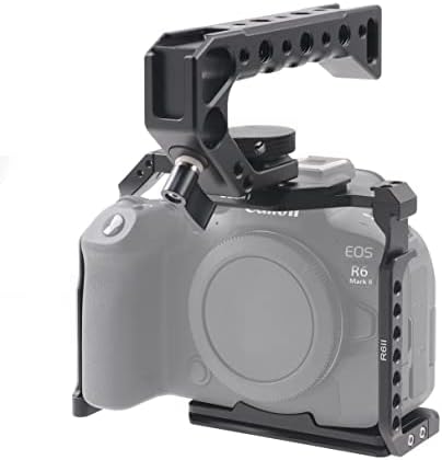 כלוב מצלמה של Hersmay EOS R6 II עם ידית עליונה עבור Canon EOS R6 Mark II II ללא מראה מצלמה סגסוגת סגסוגת סגסוגת סרטים