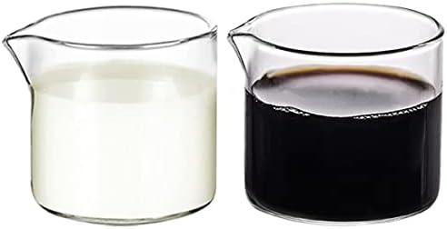 Doerdo 2 pcs מיני קפה קפה קרם קנקן קרם זכוכית שקוף למסיבת הבר קוקטייל יין קוקטייל שתיית חלב קפה, 4oz, 2.4 x 2.4