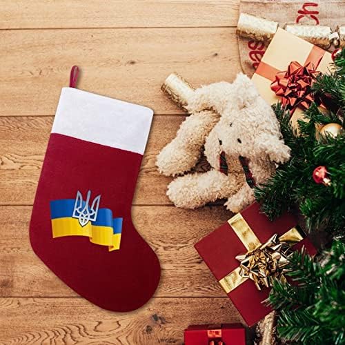 דגל אוקראיני גרב חג המולד גרבי חג המולד עץ אח תלויים גרביים עם קישוט שרוול קצר לפלאש למסיבת חג ביתי