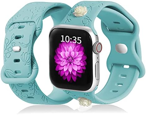 רצועות Staramz Silicone תואמות להקת Apple Watch 38 ממ 40 ממ 42 ממ 44 ממ 45 ממ לנשים, רצועת שעון מחליפה של פרל רוז רצועת רצועת