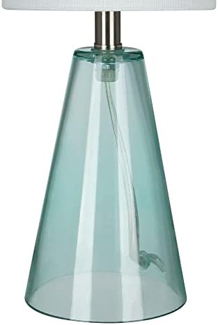 קטלינה 22791-000 מחודדת מחודדת זכוכית כחולה בהירה מנורת שולחן קטנה עם מבטאים ניקל מוברשים, 14 , טהור