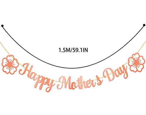 באנר של יום האם שמח, קישוטי זהב ורדים ליום האם, עיצוב יום הולדת אמא, קישוטים של יום האם שמח למסיבה