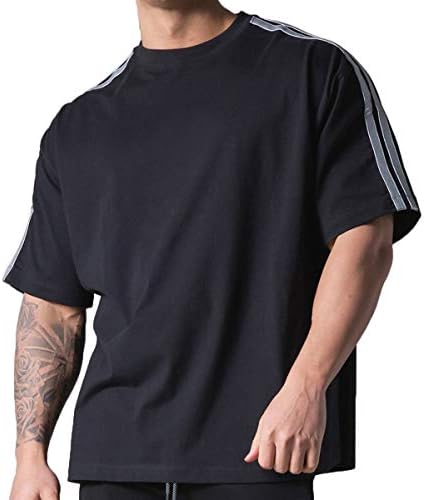 חולצות אימון לגברים שרוול קצר חולצות כושר היפסטר גדולות לגברים חולצות טריקו בסגנון רחוב 41