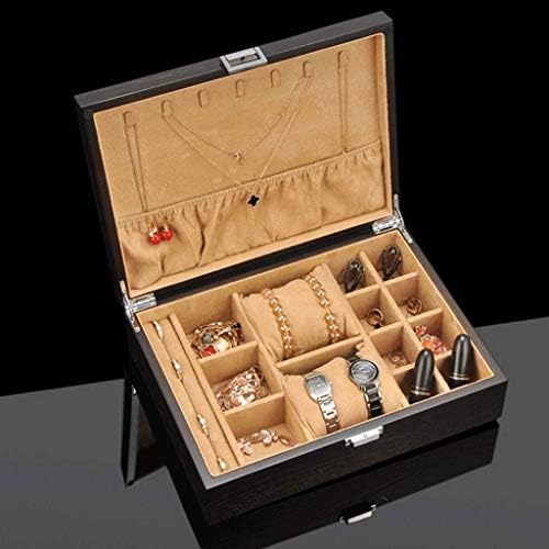 קופסת תכשיטים של ננה וויימג - קופסת תכשיטים מעץ עם קופסת שעון מנעול אוסף צמיד חרוזי וינטג 'קופסת עץ